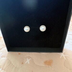 Elegant White Pearl Stud Earrings